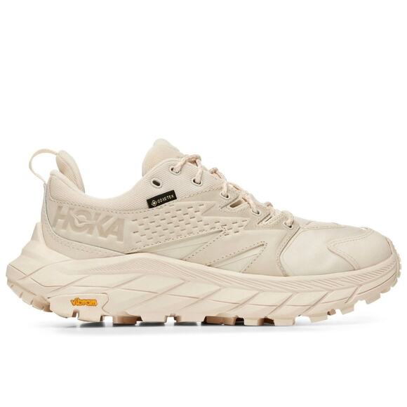 EUC HOKA Anacapa Low GTX Sneakers Eggnog Shifting Sand Vibram Trail Shoes 6.5 - Picture 1 of 16